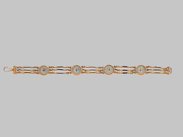 Lover’s Eye Watch Fob با چهار چشم نقاشی‌شده و زنجیر موی بافته‌شده